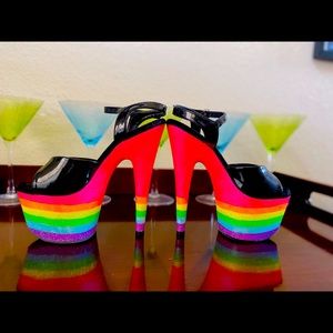 Blck Patent 🌈 &Neon Pleaser Platforms